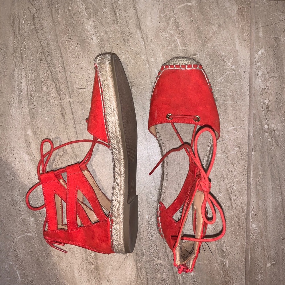 Red strappy sandals